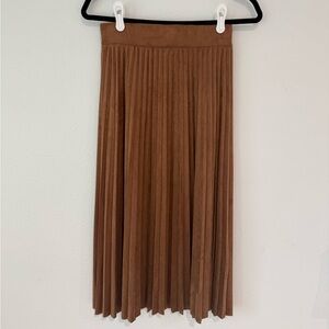 Tahari Chestnut Brown Pleated Maxi Skirt